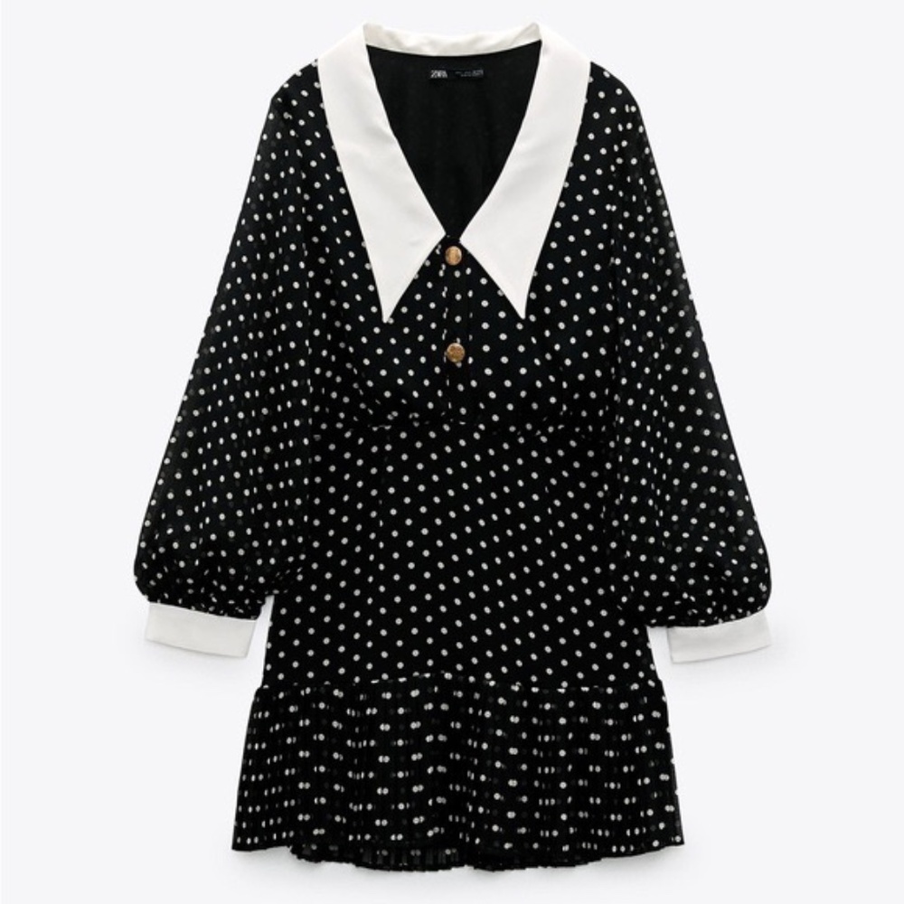 Zara Black & White Polka Dot Mini Dress